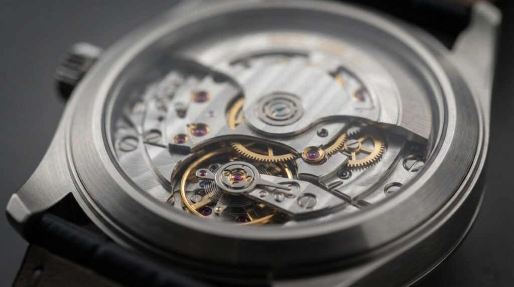 Close-up macro photography of watch mechanisms and internal